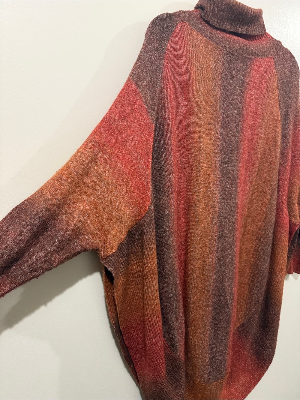 M Made in Italy Poncho Rust Combo Terracotta Orange Size S – Oversized Fall - Picture 8 of 10